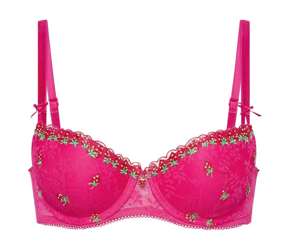 Victoria's Secret PINK Balconette Push-Up Pink Embroidered Strawberries 40C
